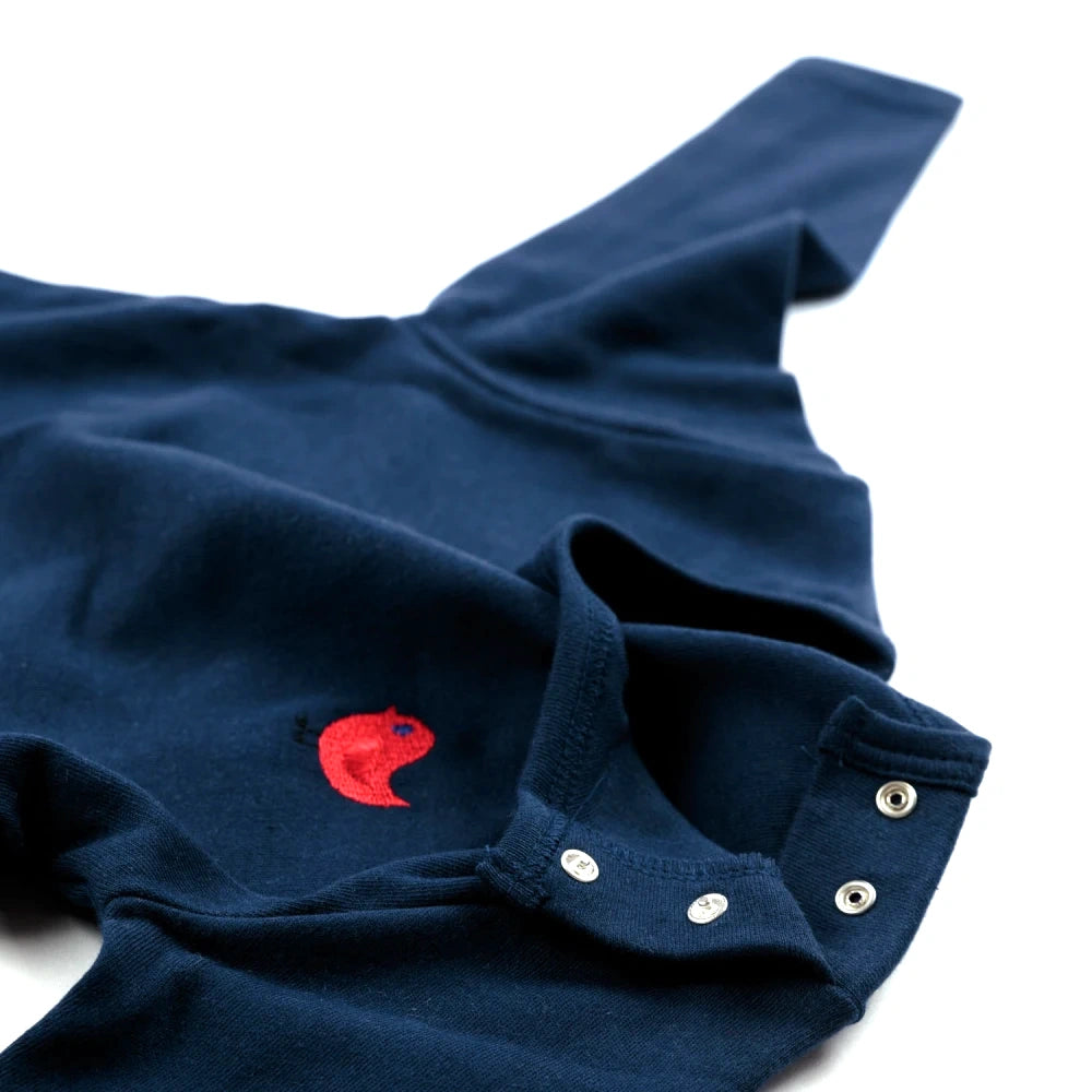 Basic Shirt Marine mit Vogelstick