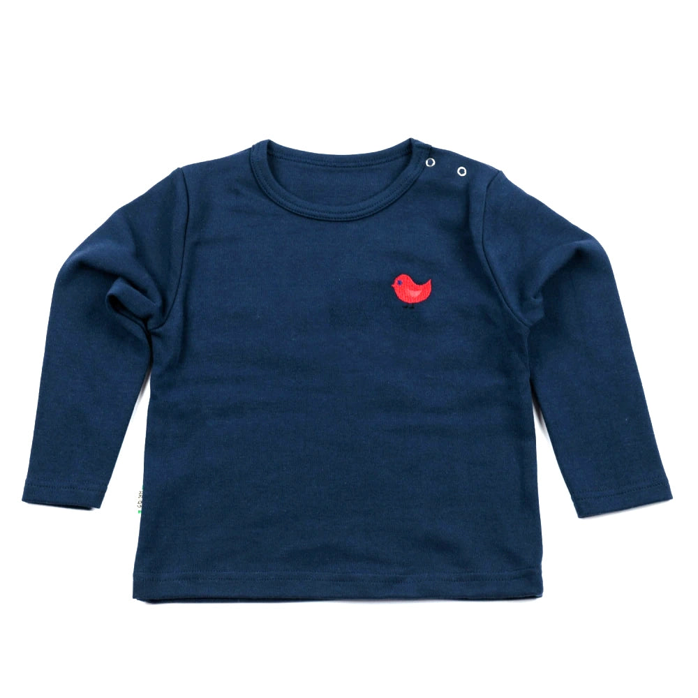 Basic Shirt Marine mit Vogelstick