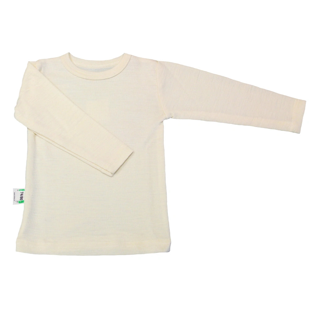 Kinder Shirt Langarm Wolle Seide