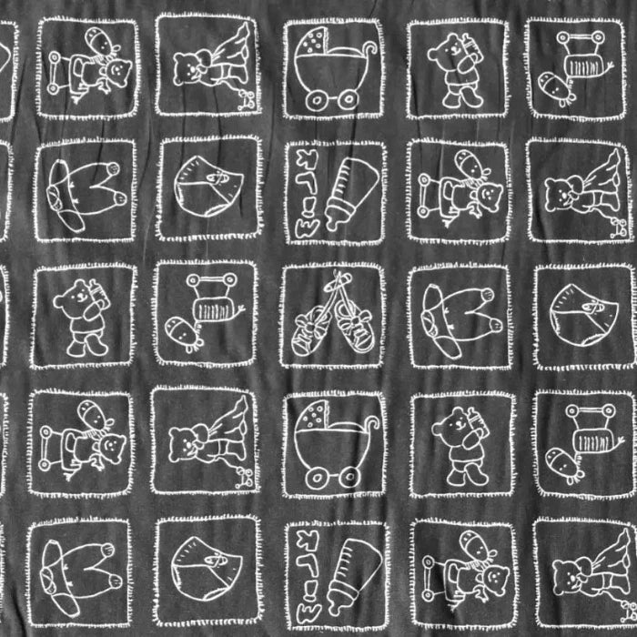 Stoff Baumwolle Blau verspieltes Design