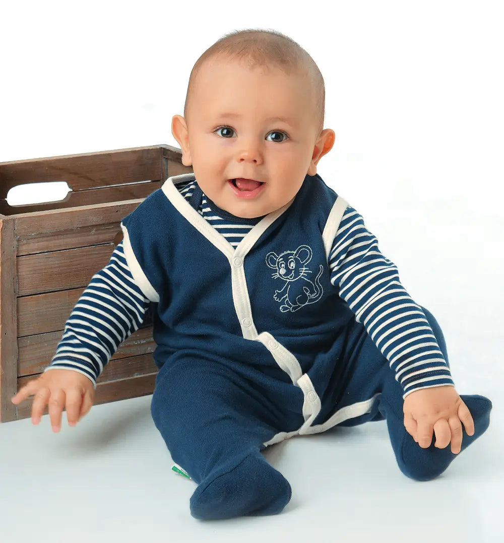 Baby Strampler Maus Blau