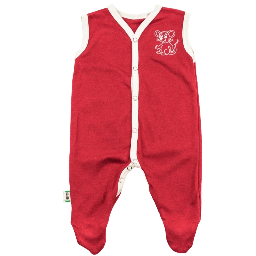 Baby Strampler Maus Rot