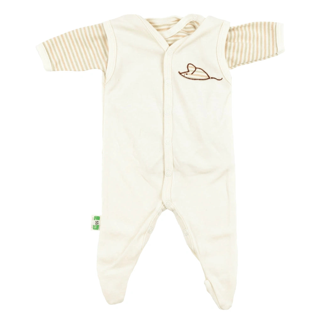 Baby Strampler Maus Natur mit Shirt