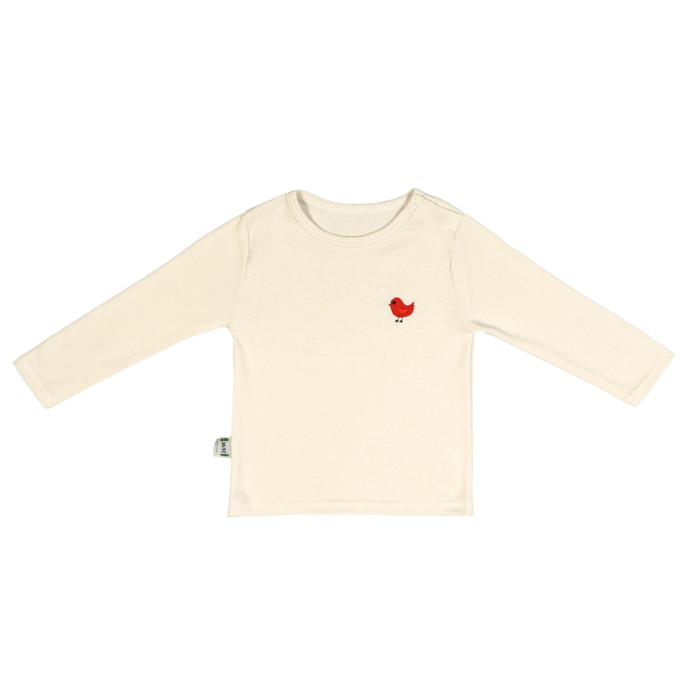 Basic Shirt Natur mit Vogelstick