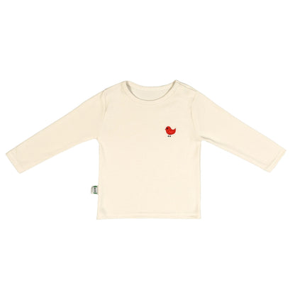 Basic Shirt Natur mit Vogelstick