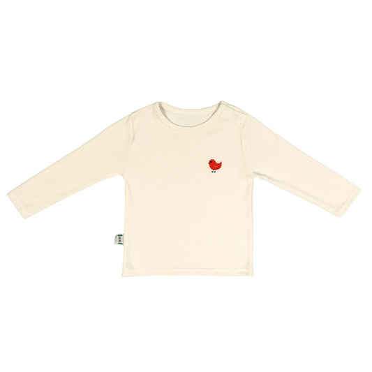 Basic Shirt Natur mit Vogelstick