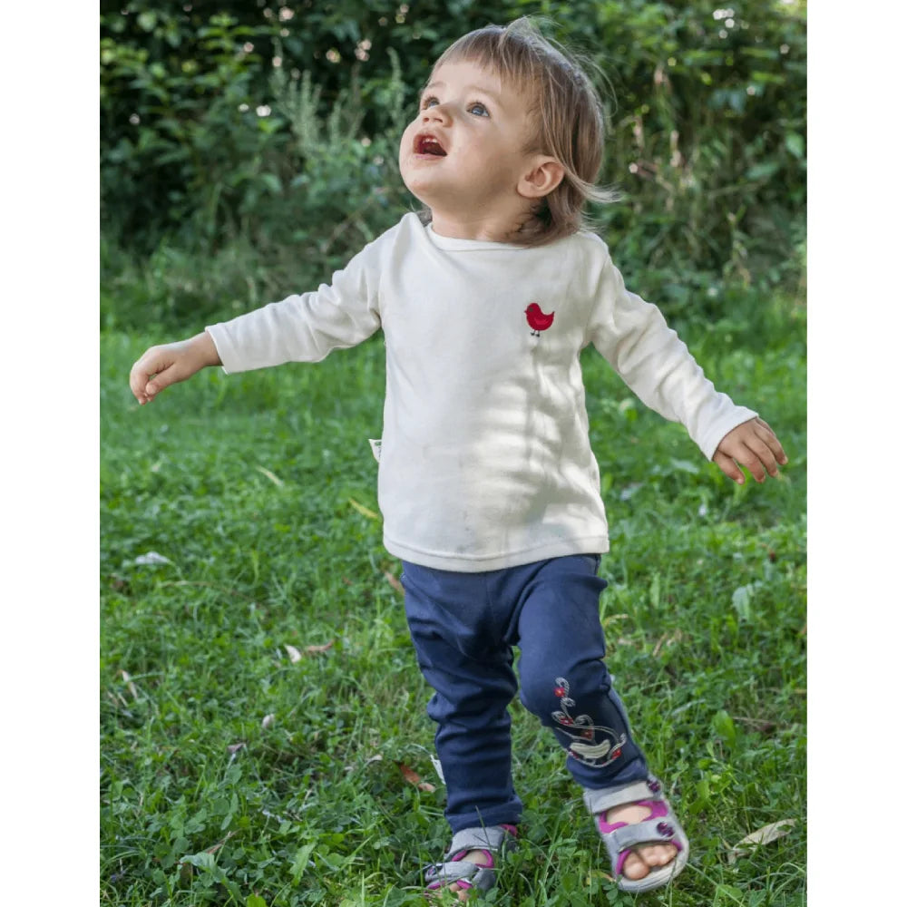 Basic Shirt Natur mit Vogelstick